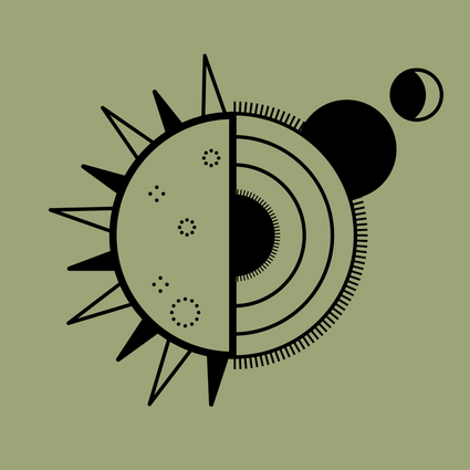 Illustration von Sonne und Mond.