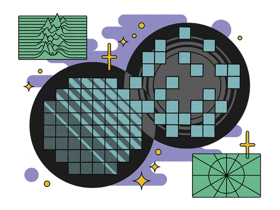 Illustration der Standorte des Low Frequency Arrays (LOFAR) in Europa und darumherumliegende symbolhafte Messkurven.