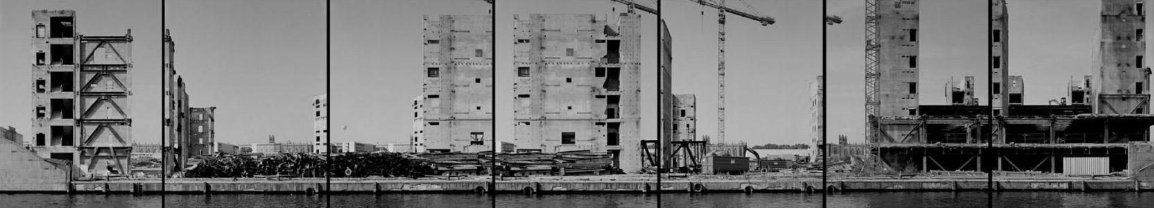 Fotoserie von Abrissen und einer Baustelle.