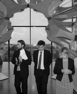 Porträt von Swen Schulz, unserem Moderator Frank Steinhofer, Stefan Brandt und Sunhild Kleingärtner im Futurium, in Berlin 