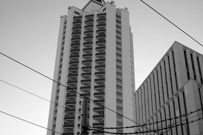 Hochhäuser.