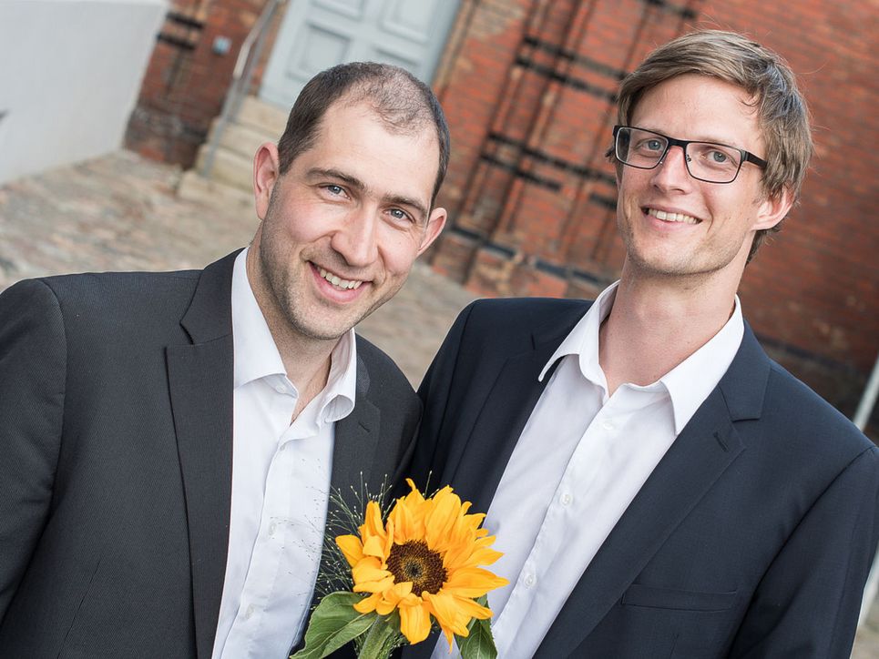Porträt der Physiker Jörn Winter und Ansgar Schmidt-Bleker