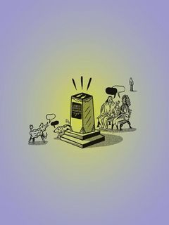 Illustration von Johann Gottfried Wilhelm Leibniz, der von einem Denkmal-Sockel gestiegen ist, im Dialog mit einer Person auf einer Bank. Außerdem zwei Tiere im Dialog.