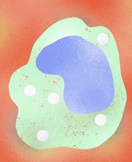 Bunte Illustration einer Körperzelle.