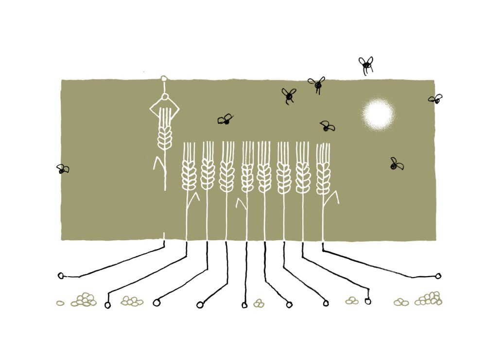 Illustration von künstlicher Intelligenz auf dem Feld