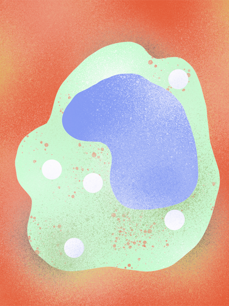 Bunte Illustration einer Körperzelle.