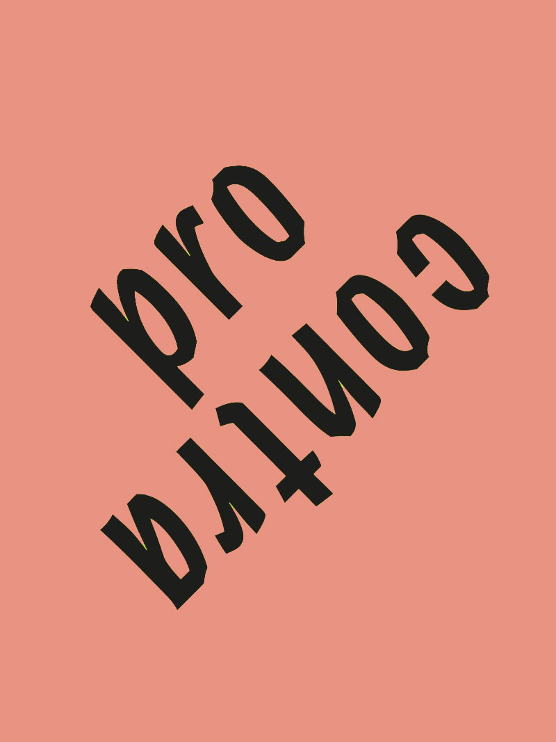 Eine rosarote Kachel mit dem Schriftzug "Pro und Contra"